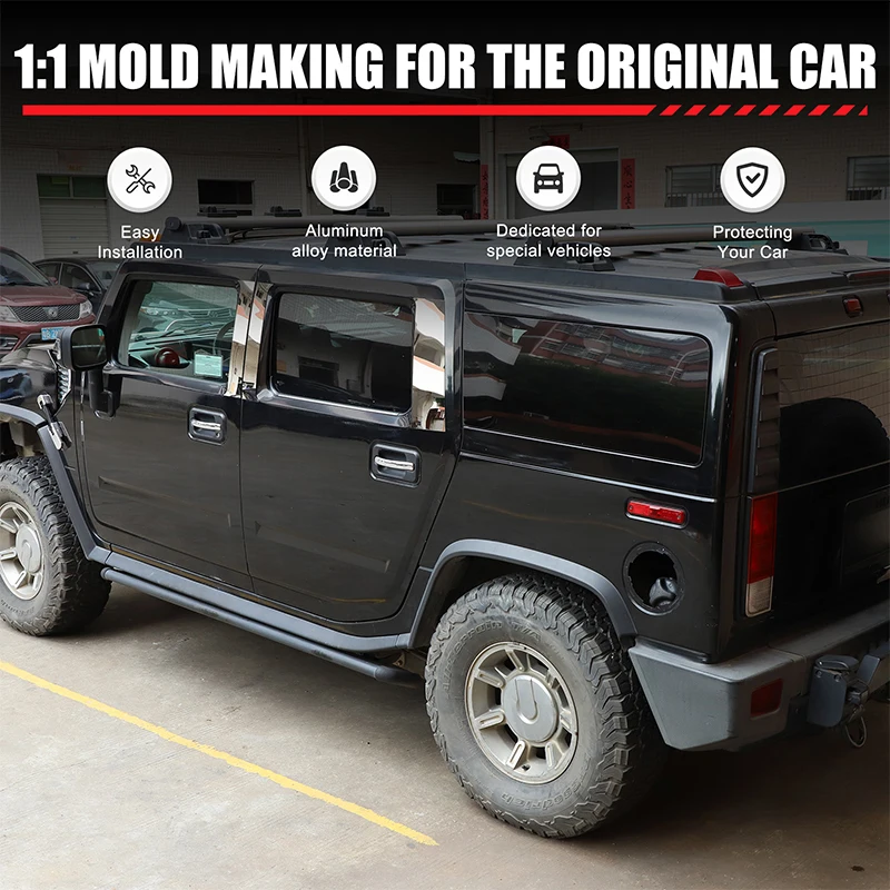 For 03-09 Hummer H2 window center pillar patch stainless steel bright 6-piece set car center pillar modification accessories