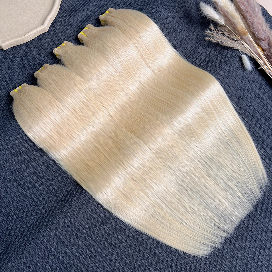 # 613 Colore Biondo Fasci di capelli umani al 100% Dritto Doppia trama Vietnamita Estensioni di tessitura dei capelli vergini grezzi Bundle Deal In vendita