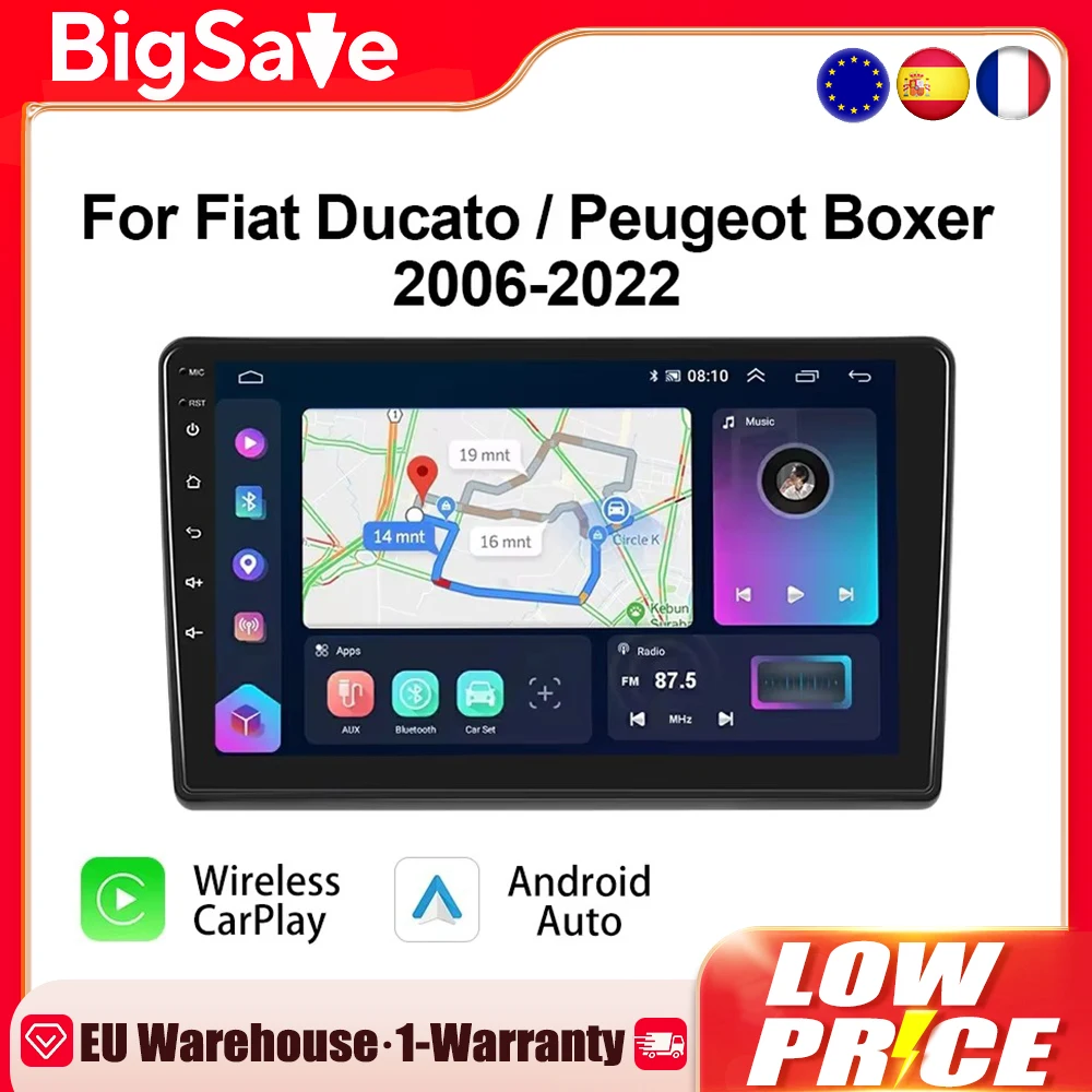 Podofo 4G CarPlay Android Radio For Fiat Ducato Peugeot Boxer 2006-2022 Car Multimedia Player Head Unit GPS Stereo IPS Autoradio