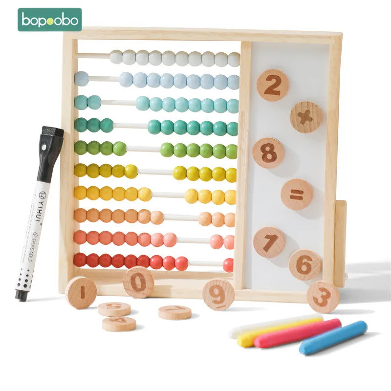 Wooden Montessori Math Toys Multifunction Abacus Toys Magnetic Blackboard Abacus Teaching Aid Educational Toys For Children Gift