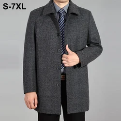 2023 New Men Peacoat Woolen Coat Winter Overcoat Wool Long Coat Autumn Men Wool Jacket Winter Trench Coats For Men Plus Size 7XL