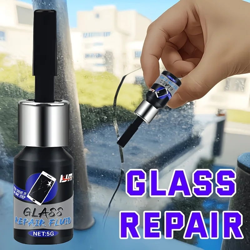 KJM Universal Glass Crack Repair Fluid with Free Plastic Shovel, Quick Fix Resin for Car Windshield Phone Screen Household Glass