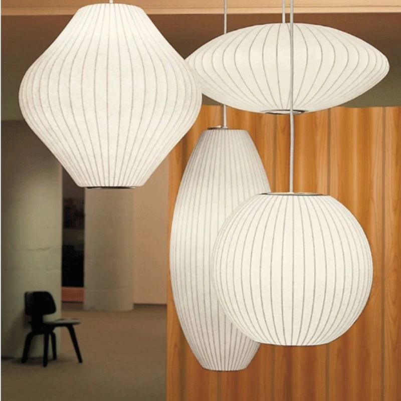 Modern Multiple Styles Round Design Silk Pendant Lights for Living Dining Room Loft Stair Chandelier Home Decor Hanging Fixture