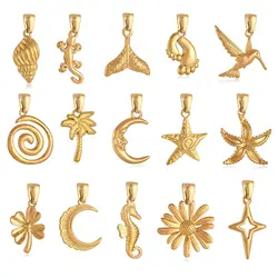Stainless Steel Fish Tail/Starfish/Whirlpool Charm Beach Pendant Dangle DIY Jewelry Making Necklace Bracelet Accessories Supply