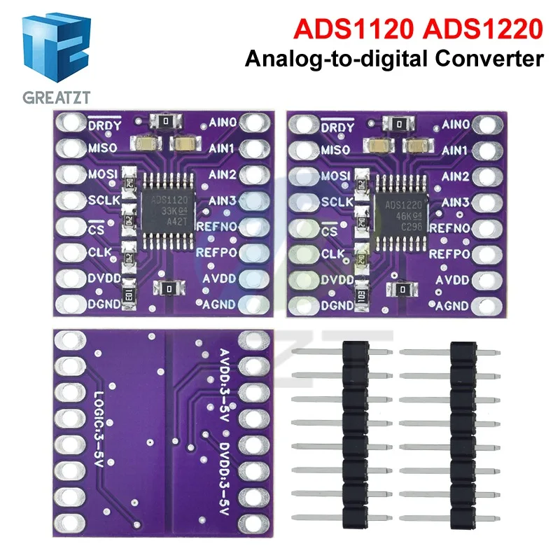 Image of GREATZT ADS1120 ADS1220 ADC 24-Bit-Konvertermodul I2C Low-Power-24-Bit-Analog-Digital-Konverter