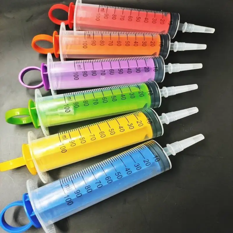 60ml 100ml Syringe Colored Push-Rod Ring Industrial Glue Injection Veterinary Medication Administration Laboratory Dispensing
