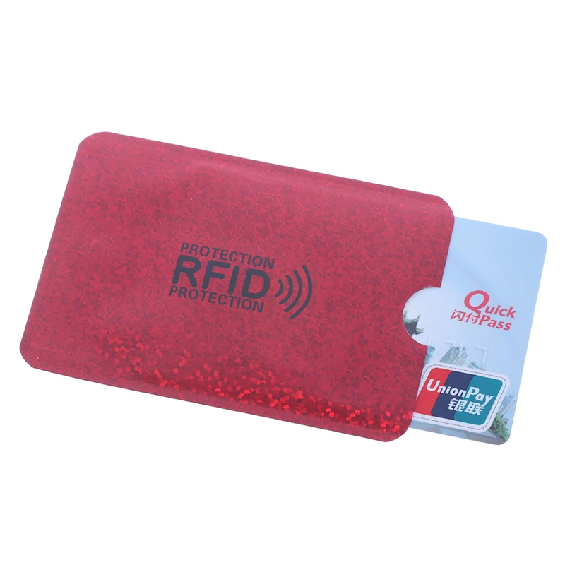 เคสป้องกันบัตรธนบัตร RFID 10ชิ้นที่ป้องกัน NFC กันขโมยป้องกันแม่เหล็กกระเป๋าเก็บบัตรปลอกบัตรอลูมิเนียมฟอยล์