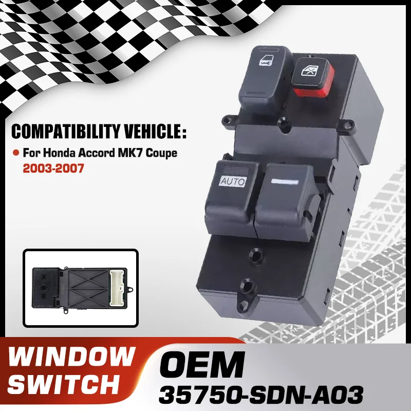 

Driver Side Master Window Controller Lifter Switch Button For Honda Accord Coupe 2003 2004 2005 2006 2007 35750-SDN-A03 23 Pins