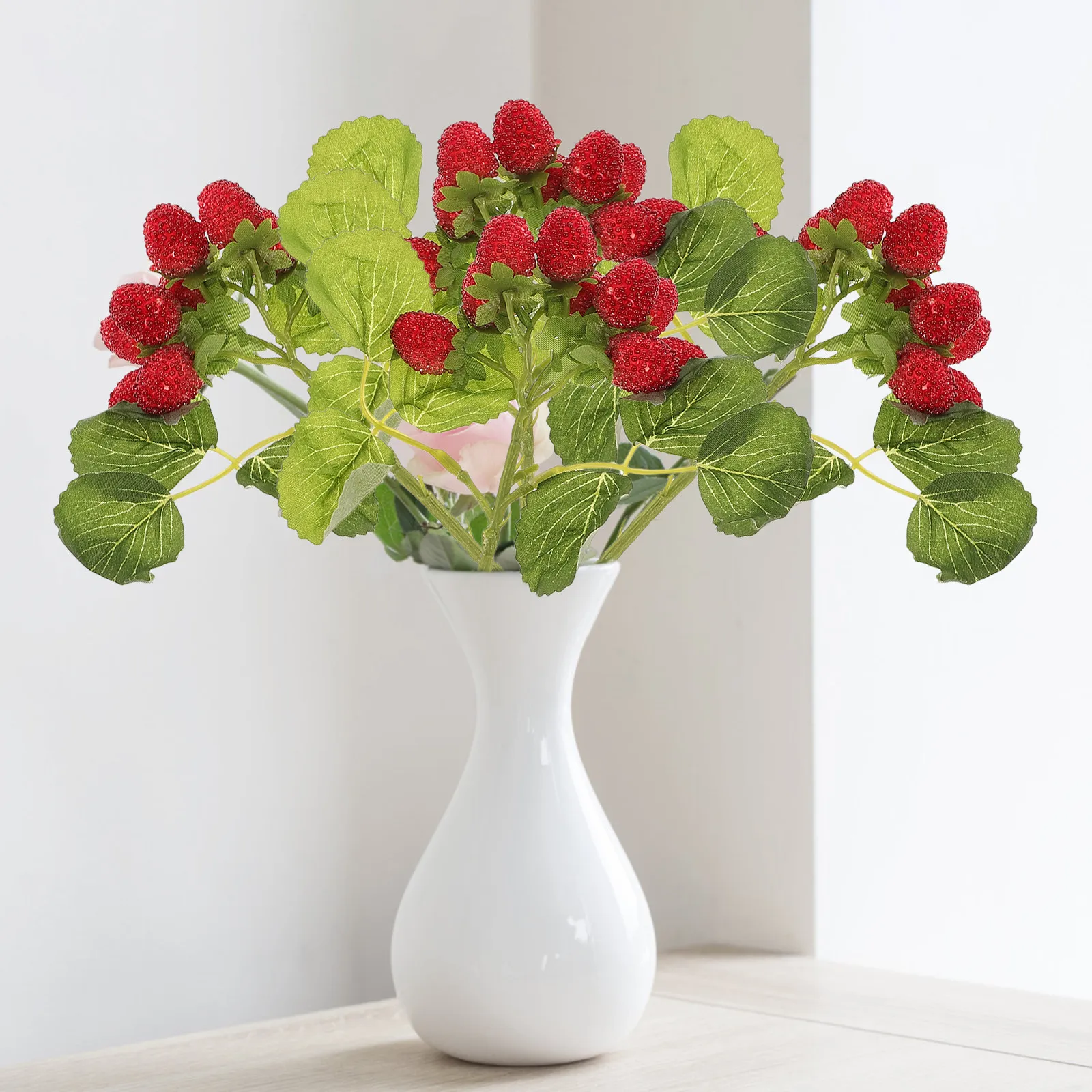 2 Juegos de Ramilletes de Bayas Artificiales de Floración Permanente, Decoración Realista de Frutas de Plástico para el Hogar, Cocina, Sala de Estar, Dormitorio