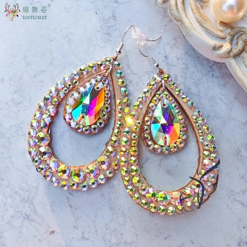 Accesorios de competición de danza del vientre, pendientes de piedras AB para personas mayores, adorno de actuación de danza del vientre Oriental para adultos y niños