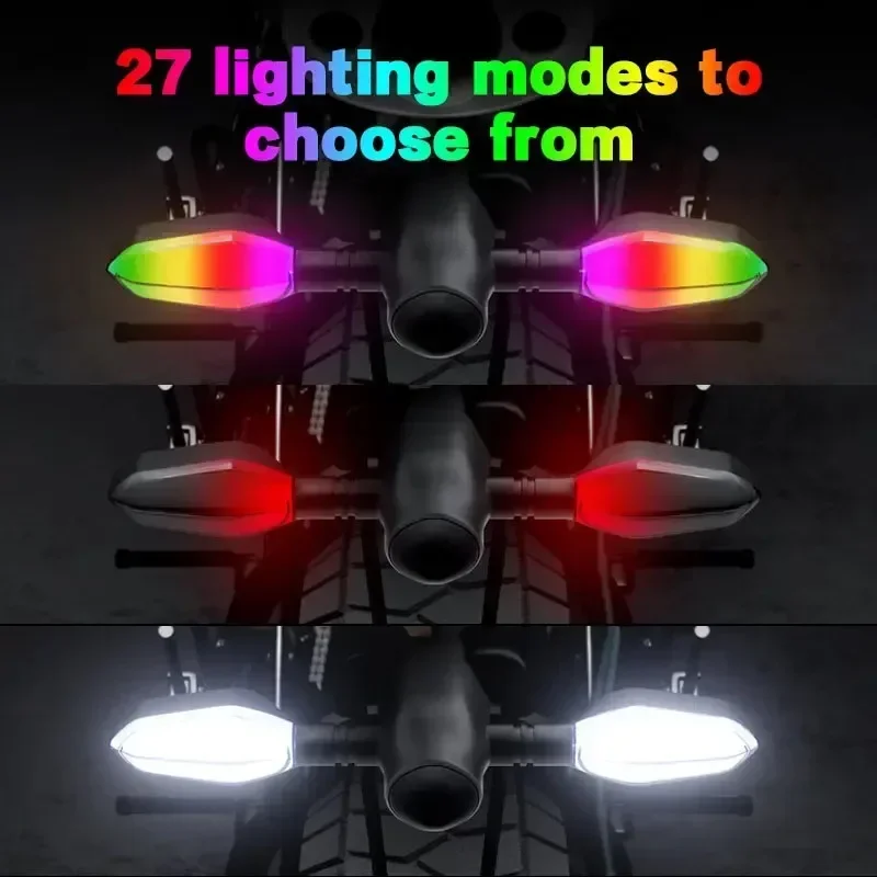 2 PCS LED Turn Signal Lamps Color Projection Motorcycle Refit 27 Modes Waterproof High Bright Warning Motorbike Accessories