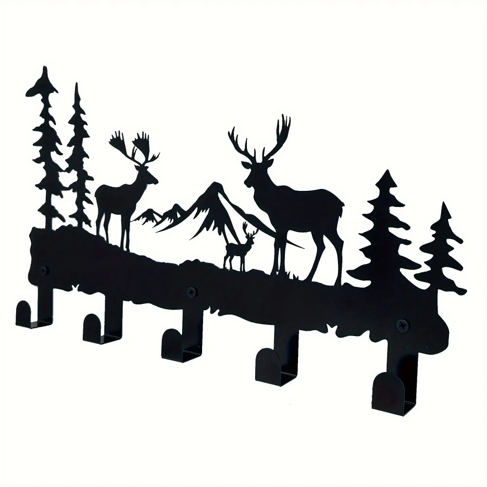 Multifunktionaler Rustikaler Hirsch-Metall-Wandhaken Silhouette-Kunst Schlüsselhalter für Hauseingang Wanddekoration