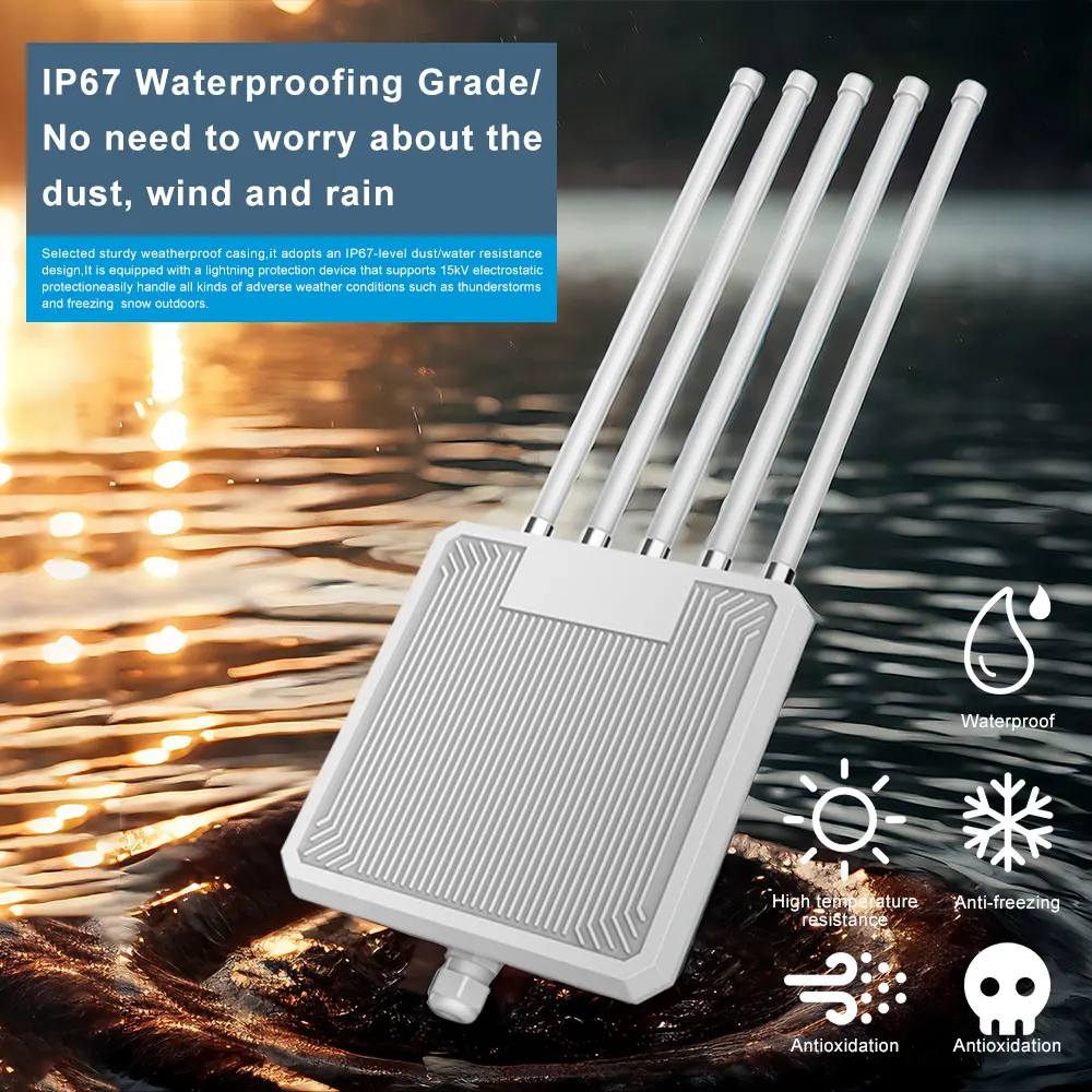 Fuente de alimentación PoE impermeable de 48V con punto de acceso al aire libre AX3000 WiFi6 directo de fábrica con soluciones y software IoT de 3 modos