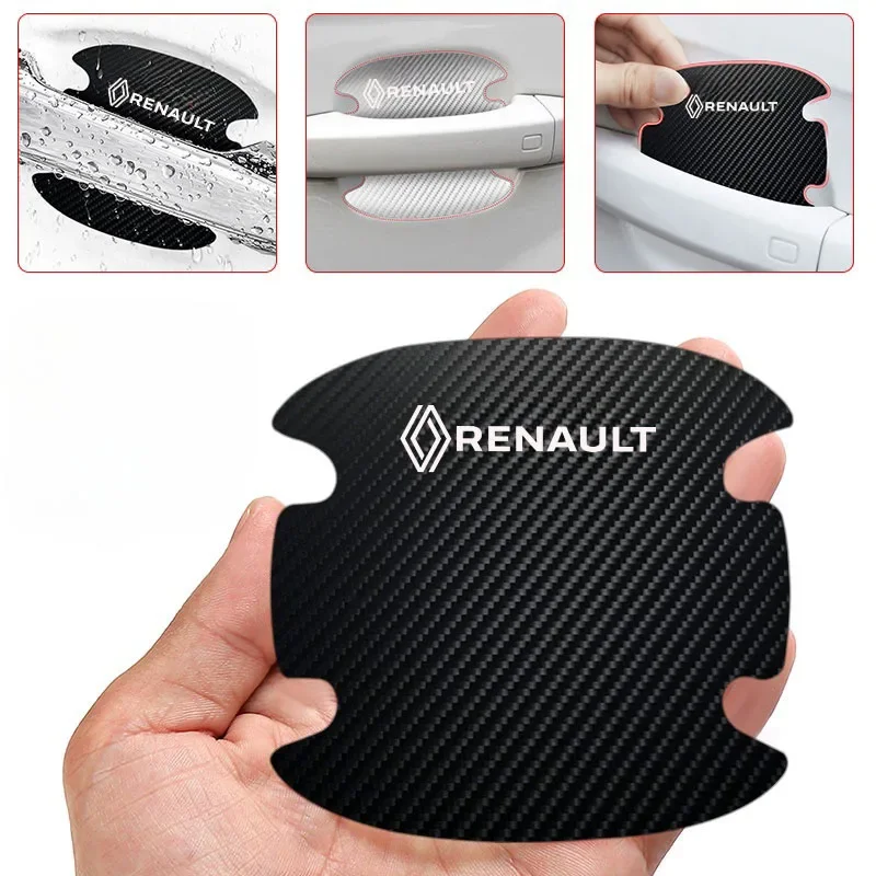 

Carbon Fibre Car Door Bowl Handle Protector 4PCS Anti-scratch Sticker Car Accessories for Renault Clio Laguna 2 Megane 2 Duster