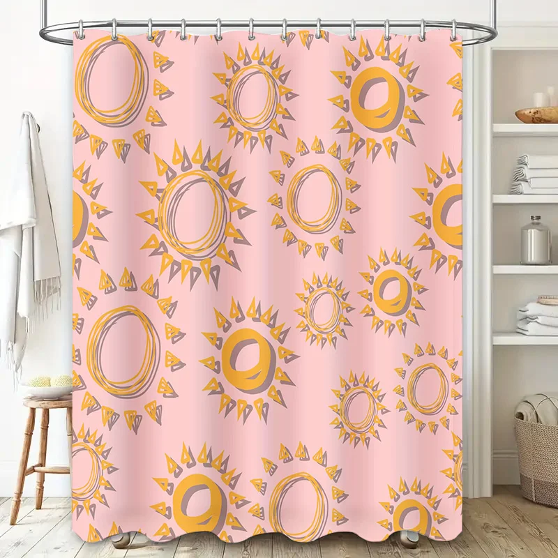 Brighten Your Bathroom with a Set Sunburst Shower Curtain Pink Floral Decorative Bath Shower curtain Waterproof Fabric for Home