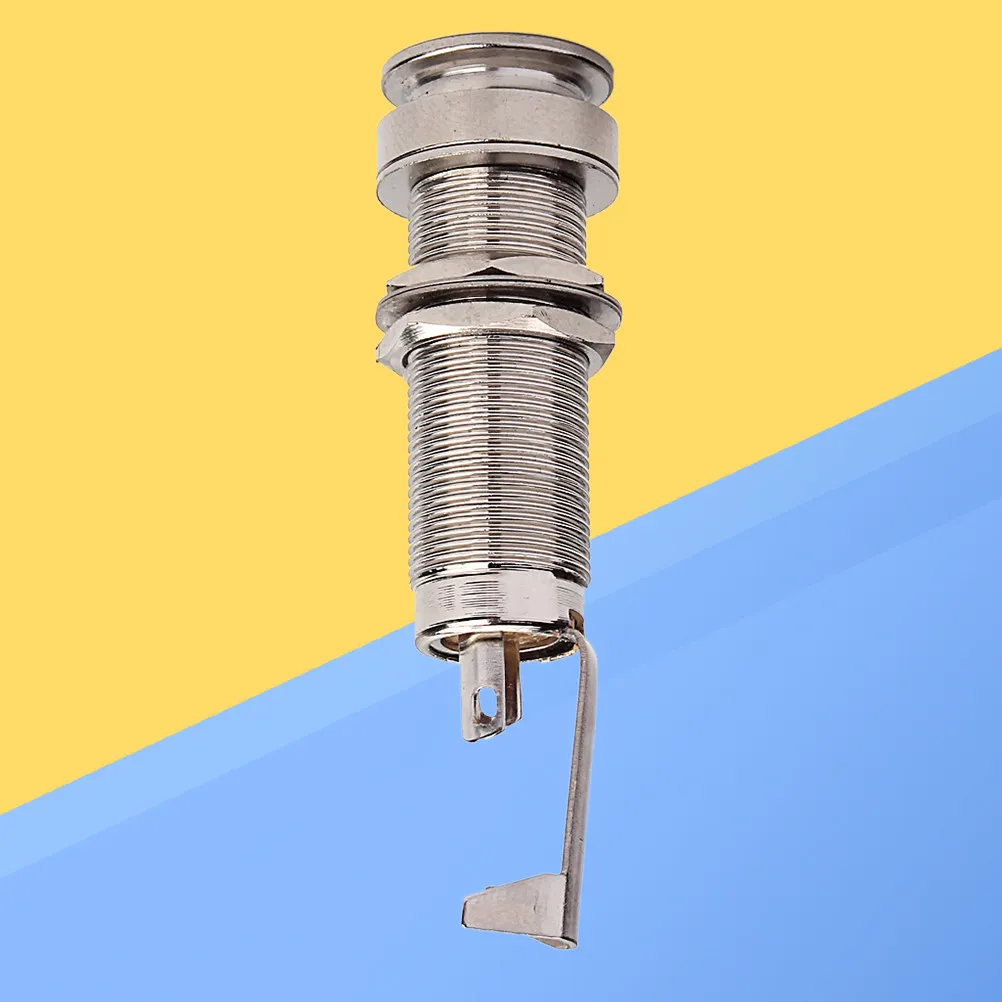 1/4 Inch 6.35mm Threaded Cylinder Endpin Jack Bass Guitar Pickup Output Input Jack Plug Socket (Silver)