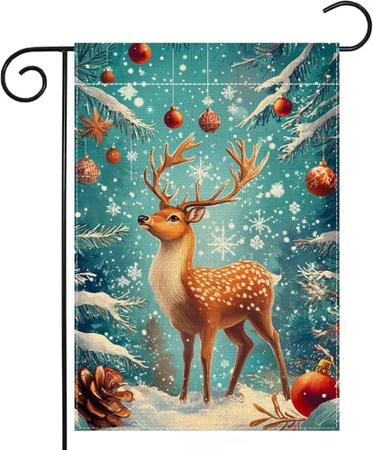 Winter Reindeer Snowflake Garden Flag 12X18 Inch Double Sided Xmas Ball Christma JJE WZZ yyi