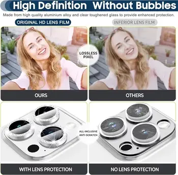 適用於 iPhone 16/16Pro/15/14 Pro Max/Plus/13/12 Mini/11/16Pro/13Pro/15Plus/12Pro 的閃亮鑽石水鑽相機鏡頭保護膜 10 最佳銷售 手機相機配件 - №2