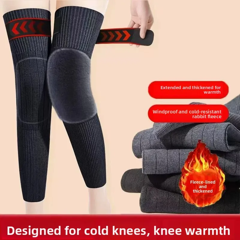 Thickened Warm Knee Pads Men Women Autumn Winter Non-Slip Strap Furry Knee Support Leg Warmth Protection for Sports And Daily...