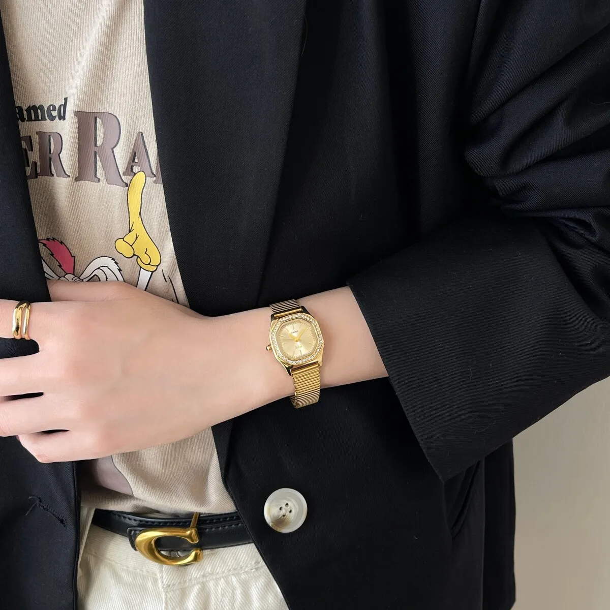 Women'S Watch, High-End FeelStainless Steel StrapElegant And Simple Quartz Movement Square Dial Suitable For Students And Women.