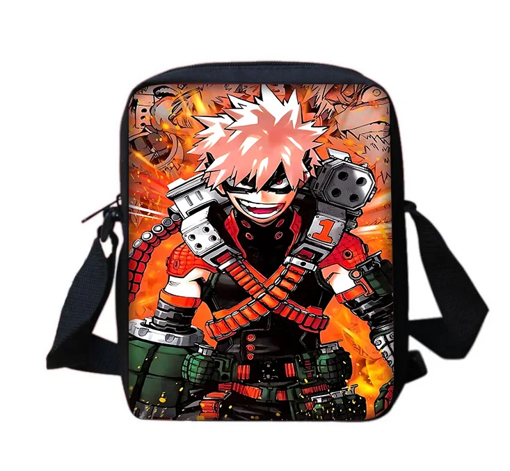 My Hero Academia Impresso Bolsa Mensageiro de Ombro, Bolsa Casual Infantil, Bolsa para Telefone, Bolsa de compras para Homens e Mulheres, Meninos e Meninas