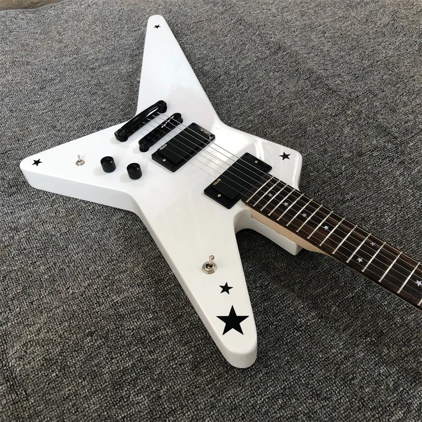 New product, special-shaped electric guitar. White, factory wholesale and retail, active pickup, free shipping