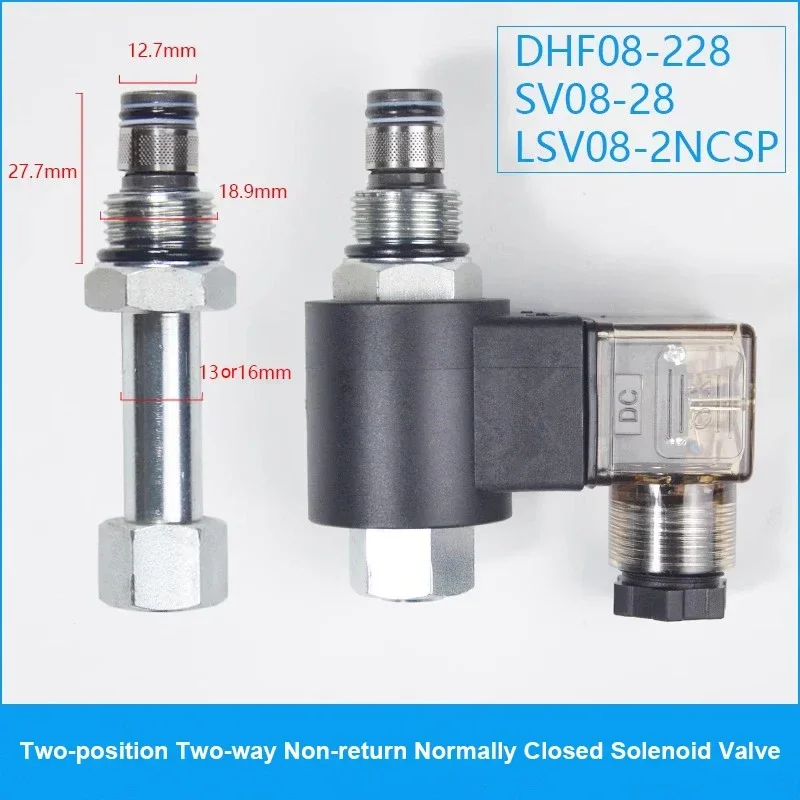 2-Position 2-Way Normally Closed Threaded Hydraulic Cartridge Pressure Retaining Solenoid Valve DHF08-228 SV08-28 NCSP