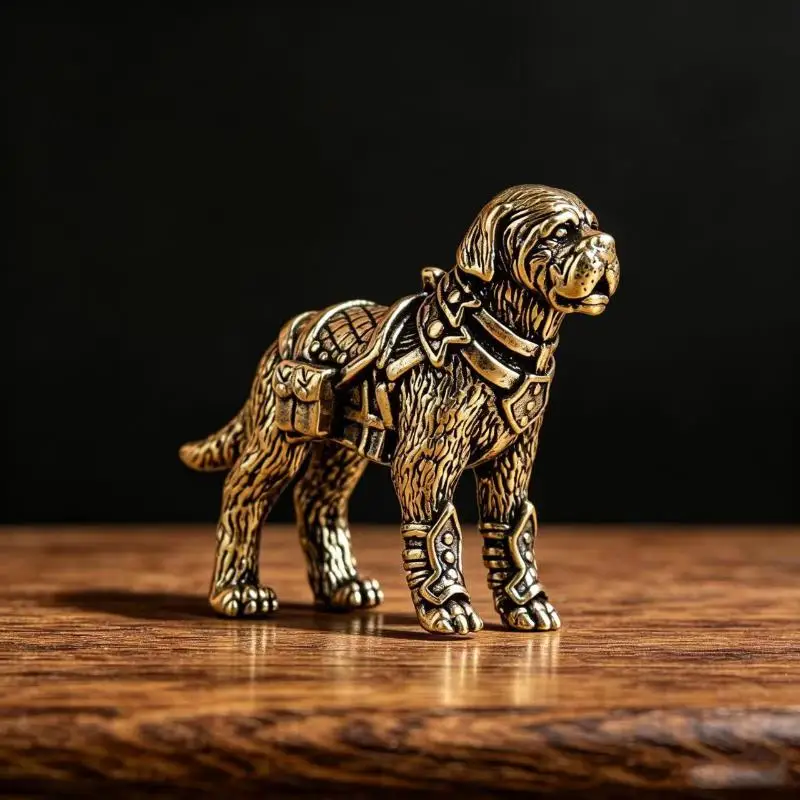 Labrador Retriever Mini Figurines Brass Puppy Statue Desktop Ornaments Vintage Home Decor Crafts