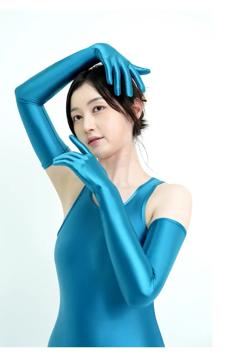 Gants unisexes en Spandex lisse et soyeux, très extensibles, Extra-longs, Protection solaire, multicolores, pour sport d'équitation, cérémonie