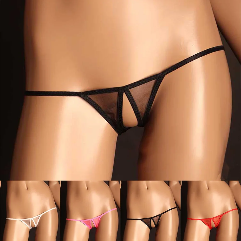 String en maille transparente pour femme, bikini sexy, sous-vêtement à entrejambe ouvert, mini culotte taille basse, lingerie de séduction 7.0