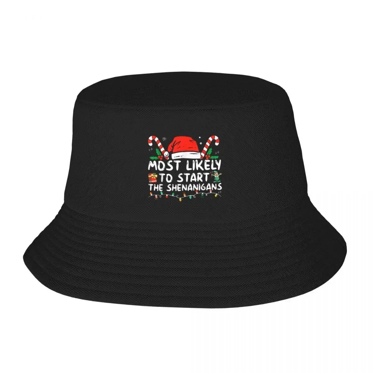 New Most Likely To Start The Shenanigans Christmas Bucket Hat beach hat Trucker Cap Custom Cap Luxury Hat Cap For Women Men's