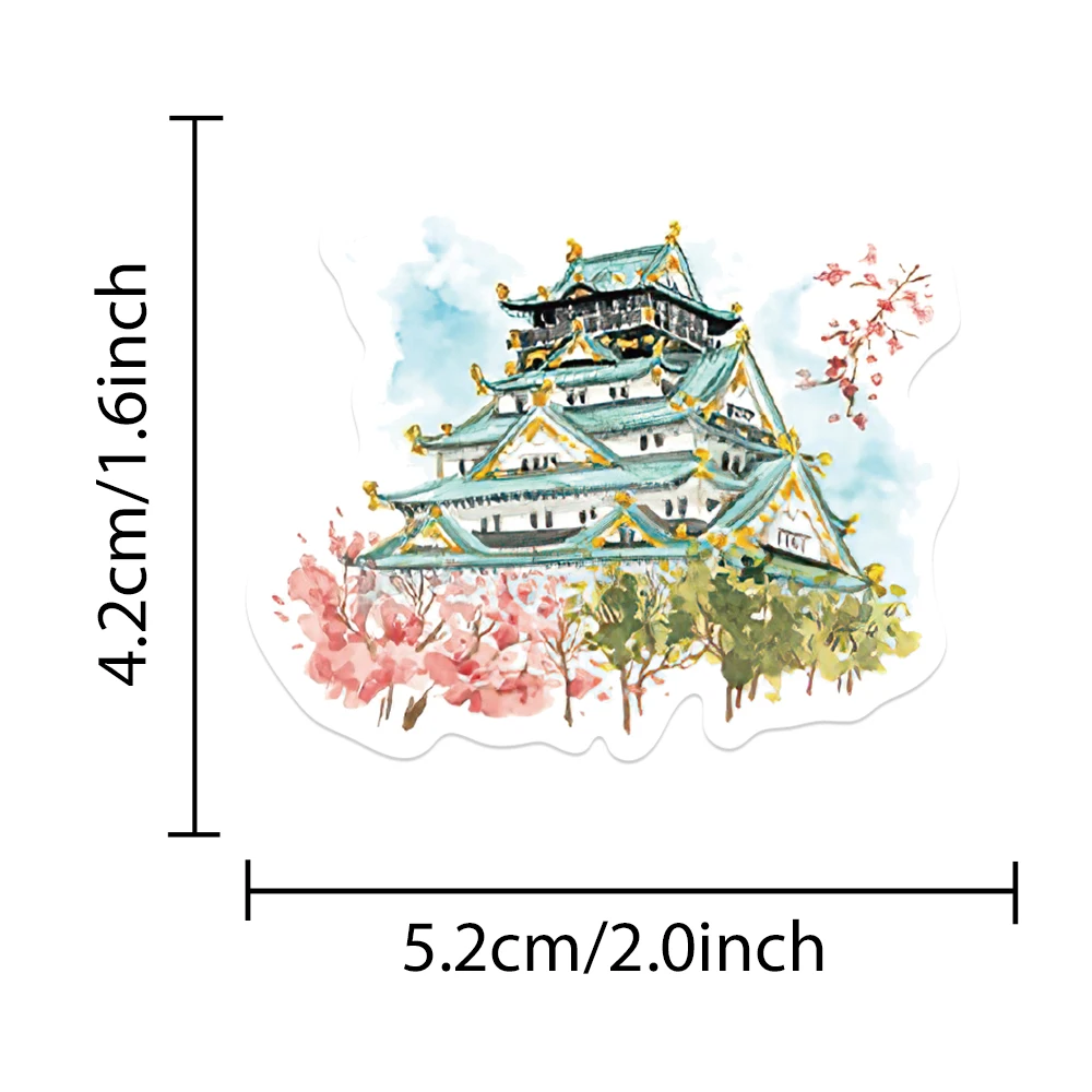 สติกเกอร์ภาพวาดสีน้ำท่องเที่ยวญี่ปุ่น64ชิ้นสติ๊กเกอร์กราฟฟิตีสวยงามสำหรับกระเป๋าแล็ปท็อปสเก็ตบอร์ด stiker Buku kliping