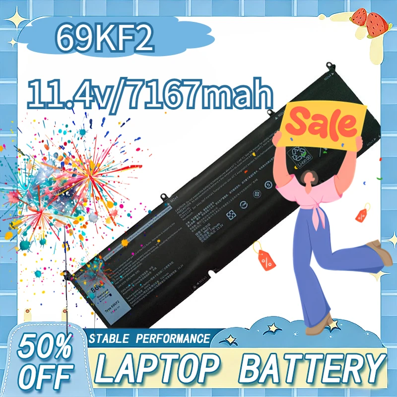 

69KF2 86WH High Capacity Replacement Laptop Battery for DELL XPS15 9500 9510 9520 9530 Precision 5550 5560 G15 5511 5515 5521 G7