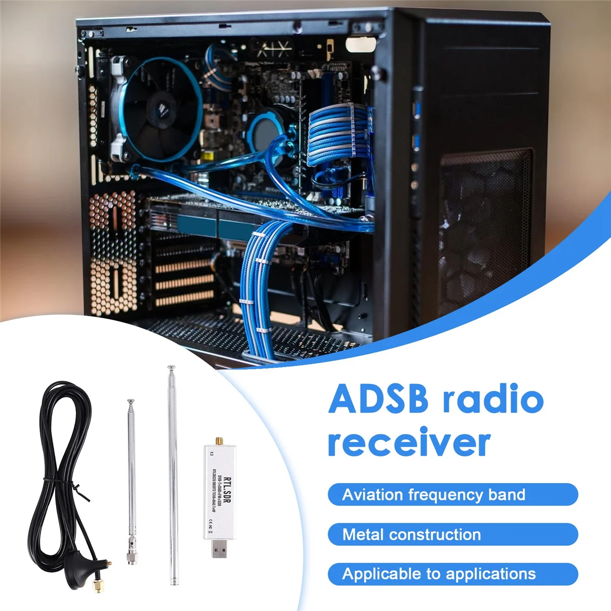 Supernew RTL-SDR Blog RTL SDR Receptor V3 RTL2832U 0.1MHz-1.7GHz TCXO SMA Receptor de radio definido por software con antena