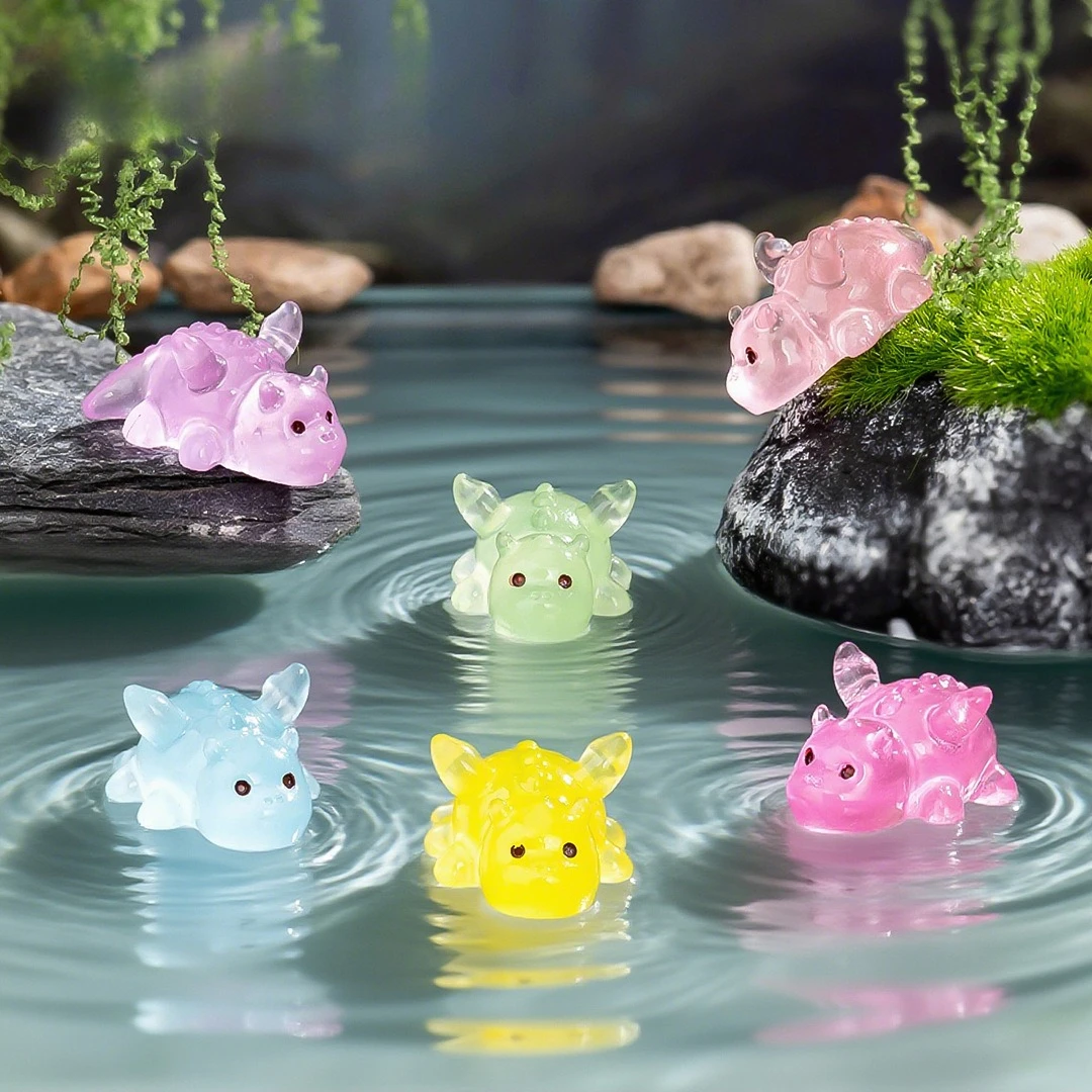 10/20/50 قطعة لطيف ديناصور صغير سيارة الحلي ليلة متوهجة مضيئة حديقة الجنية ديكور المنزل توهج في الليل زخرفة الديكور