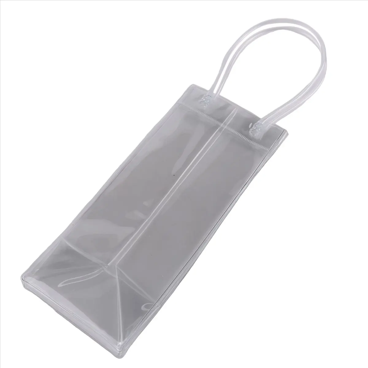 STOCK& Pack of 10 Wine Cooler Bag Ice Bag Transparent PVC Portable Wine Bottle Cooler Bag Champagne Ice Bag with Handle