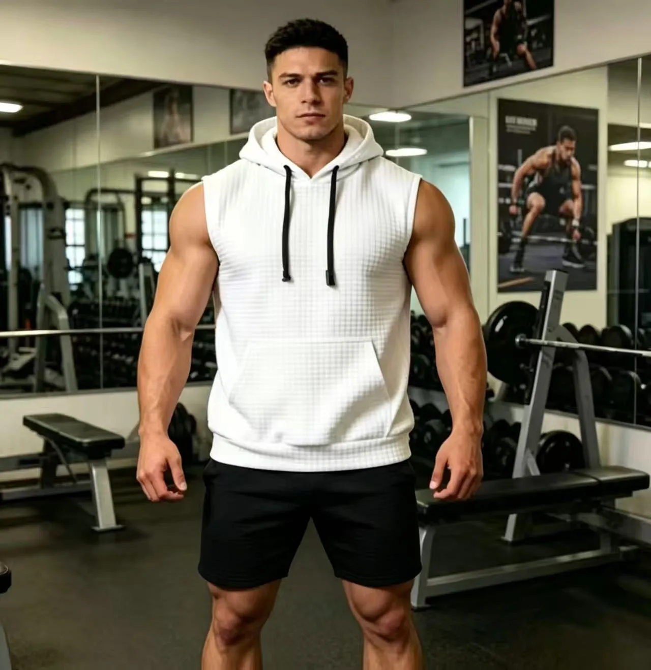 

2026 Summer Men's New Basketball Running Training Hooded Sleeveless Fitness Top Fashionable Loose Quick drying Sports Tank Top