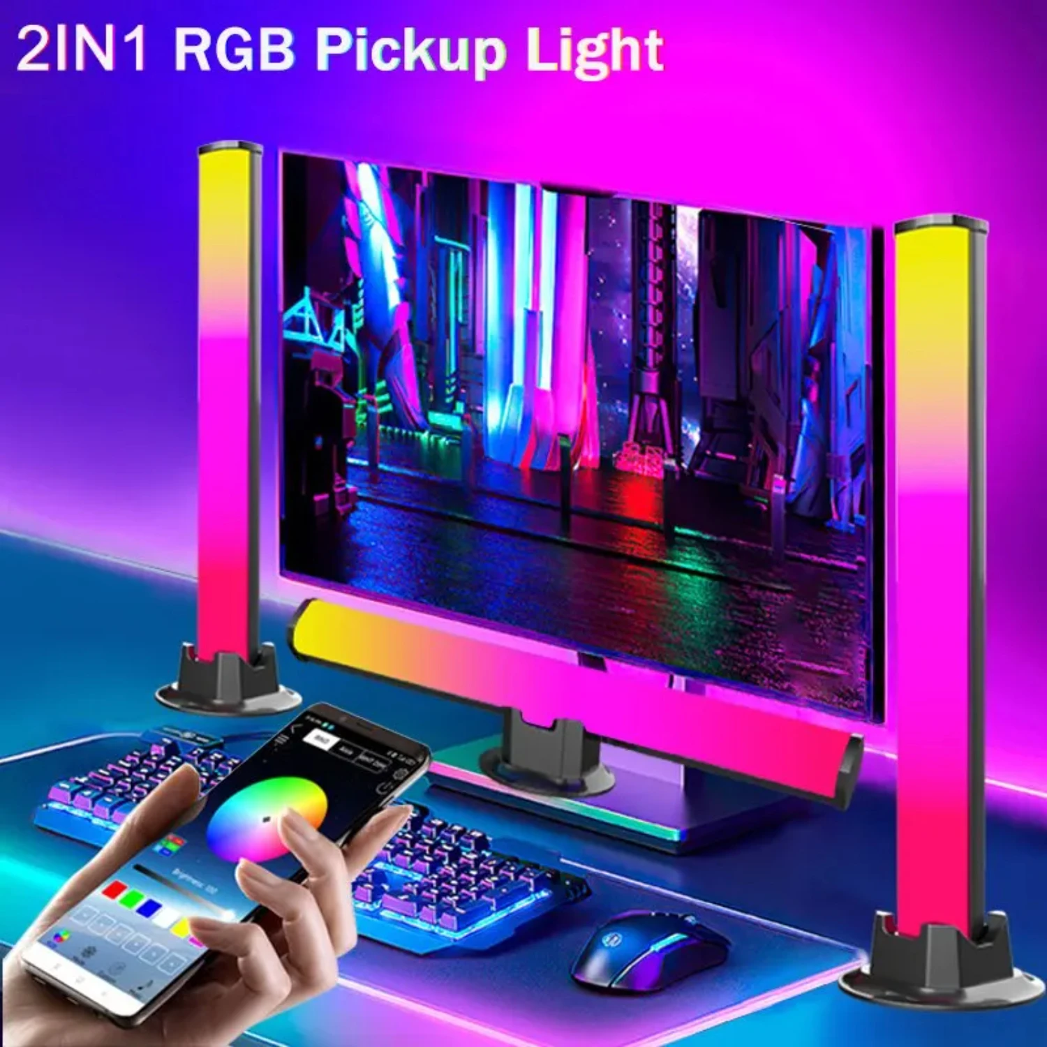 

Умный светодиодный звукосниматель с управлением звуком Symphony, RGB музыкальный ритм, окружающая лампа с управлением через приложение, ТВ-компьютер, игровой настольный декор