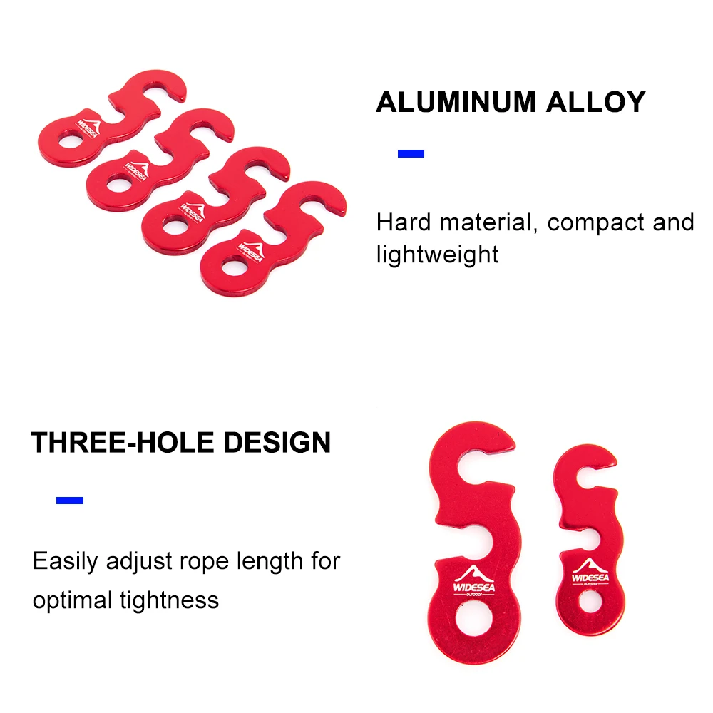 Widesea 4pcs Camping Hiking Tent Wind Rope Buckle Adjustable Aluminium Alloy Cord Buckles Equipment Outdoor Tents Accessory