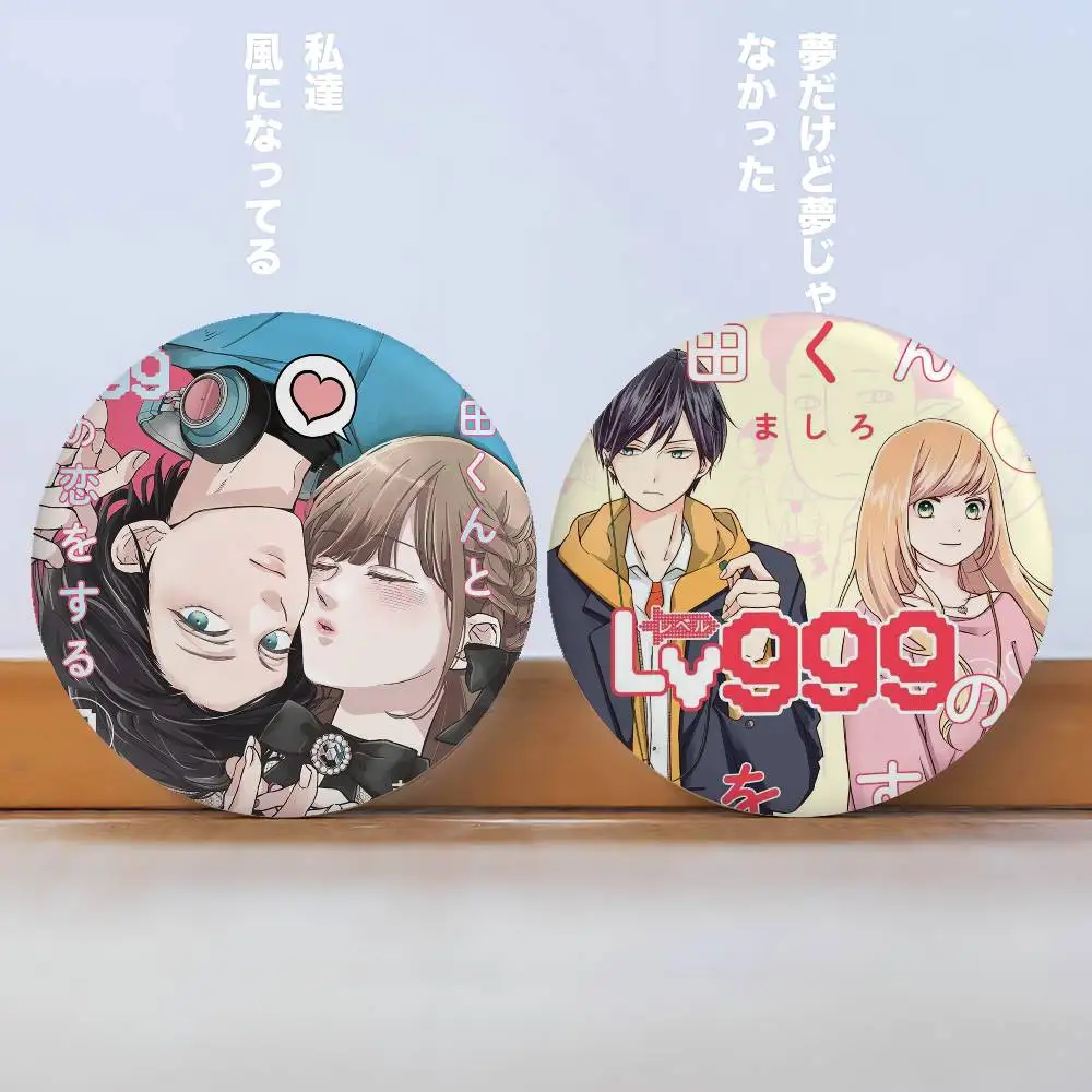 My Love Story With Yamada-kun At Lv999 Badges Peripheral Lapel Pins Tinplate Round Brooch For Shoulder Bag Accessories Souvenir
