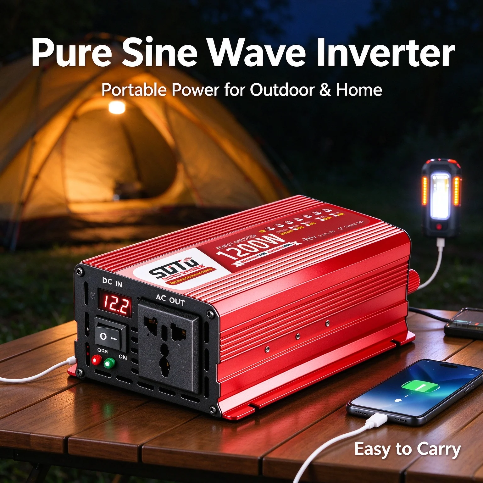 Pure Sine Wave Inverter 1200W  - Power Inverter 评论和价格