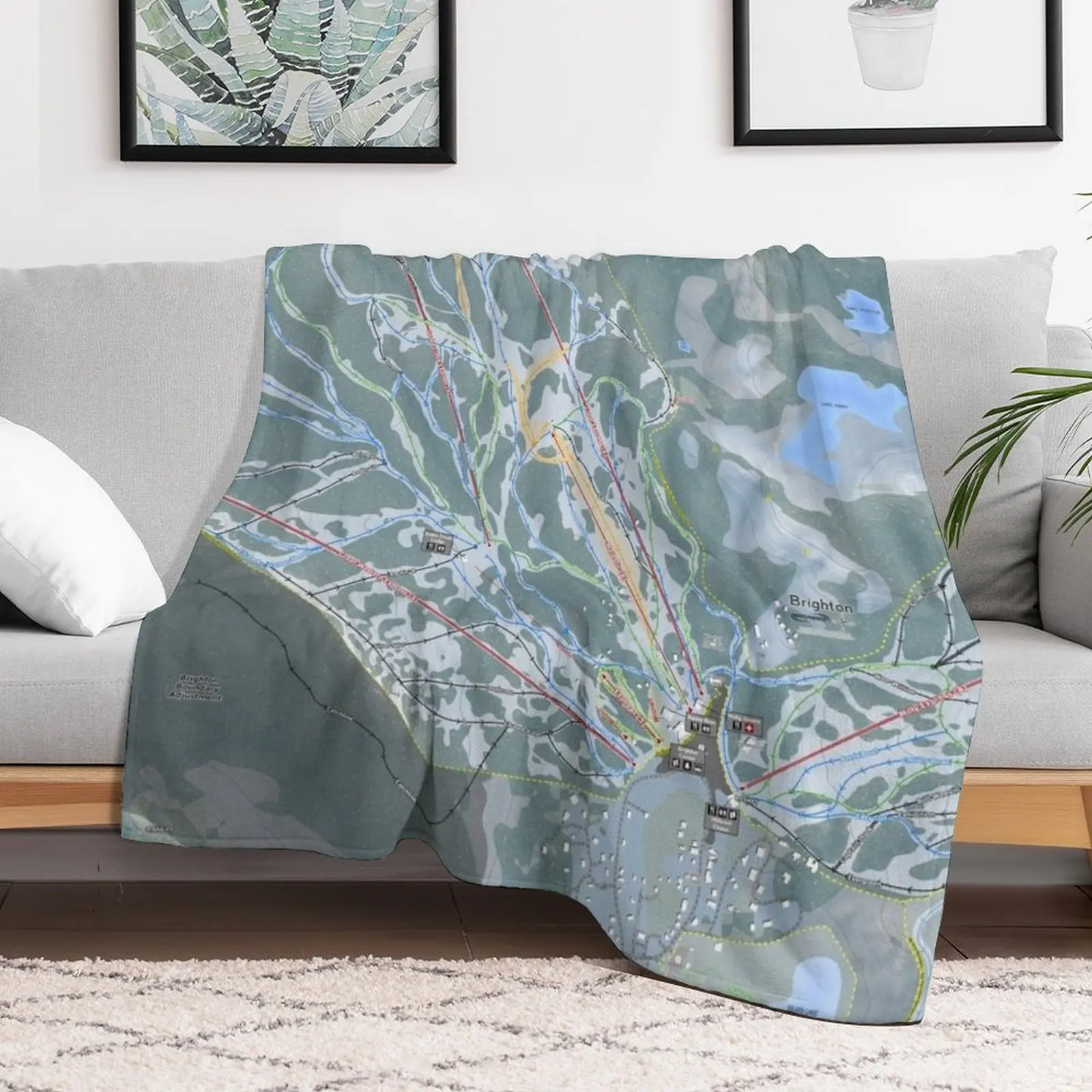 Brighton Resort Trail Map Throw Blanket Warm Throw Blanket Gift for Anniversary