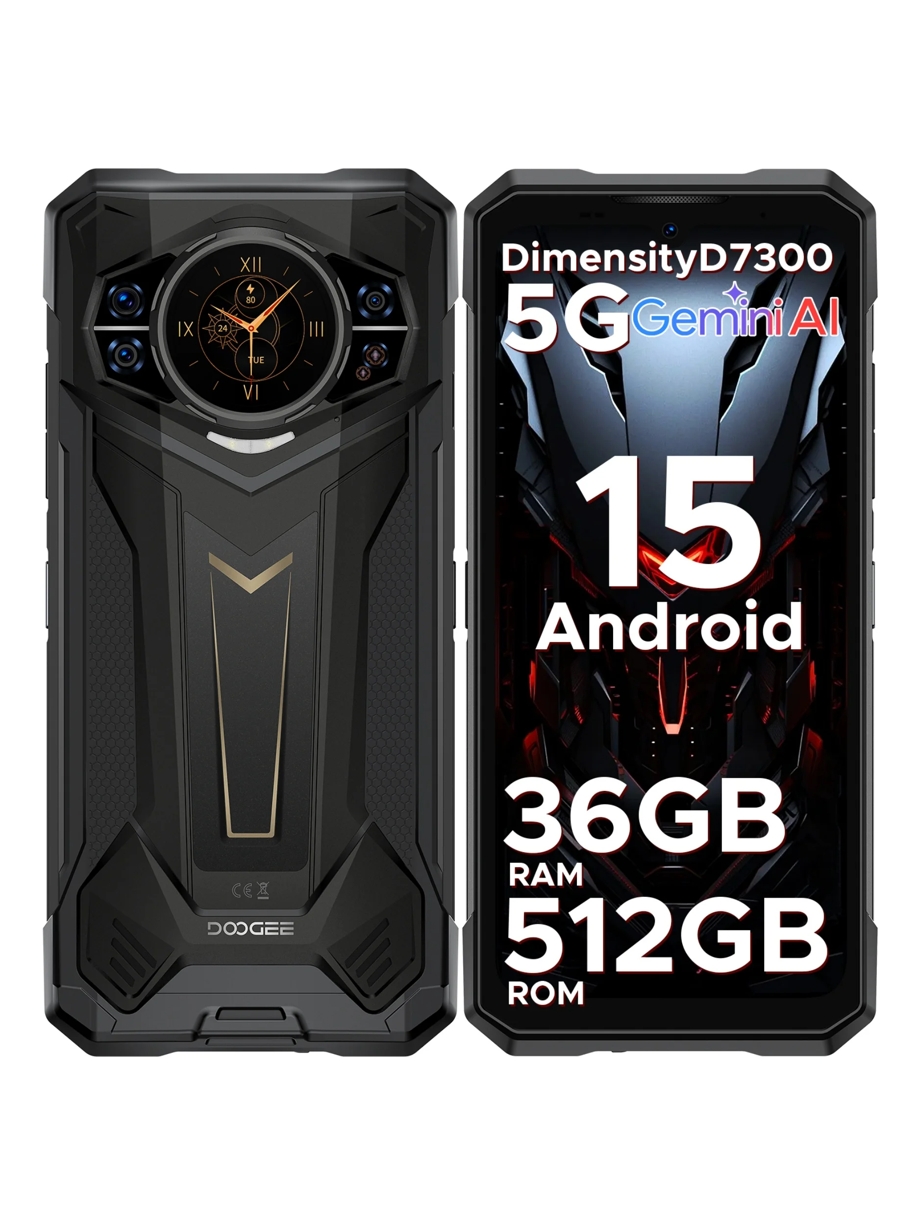 DOOGEE S200 Plus Wytrzymały Telefon Komórkowy 36GB RAM + 512GB ROM Dimensity 7300 11000mAh 66W 6.72” 120Hz Dimensity 7300 100MP NFC Smartphone — Zdjęcie 2 z 2