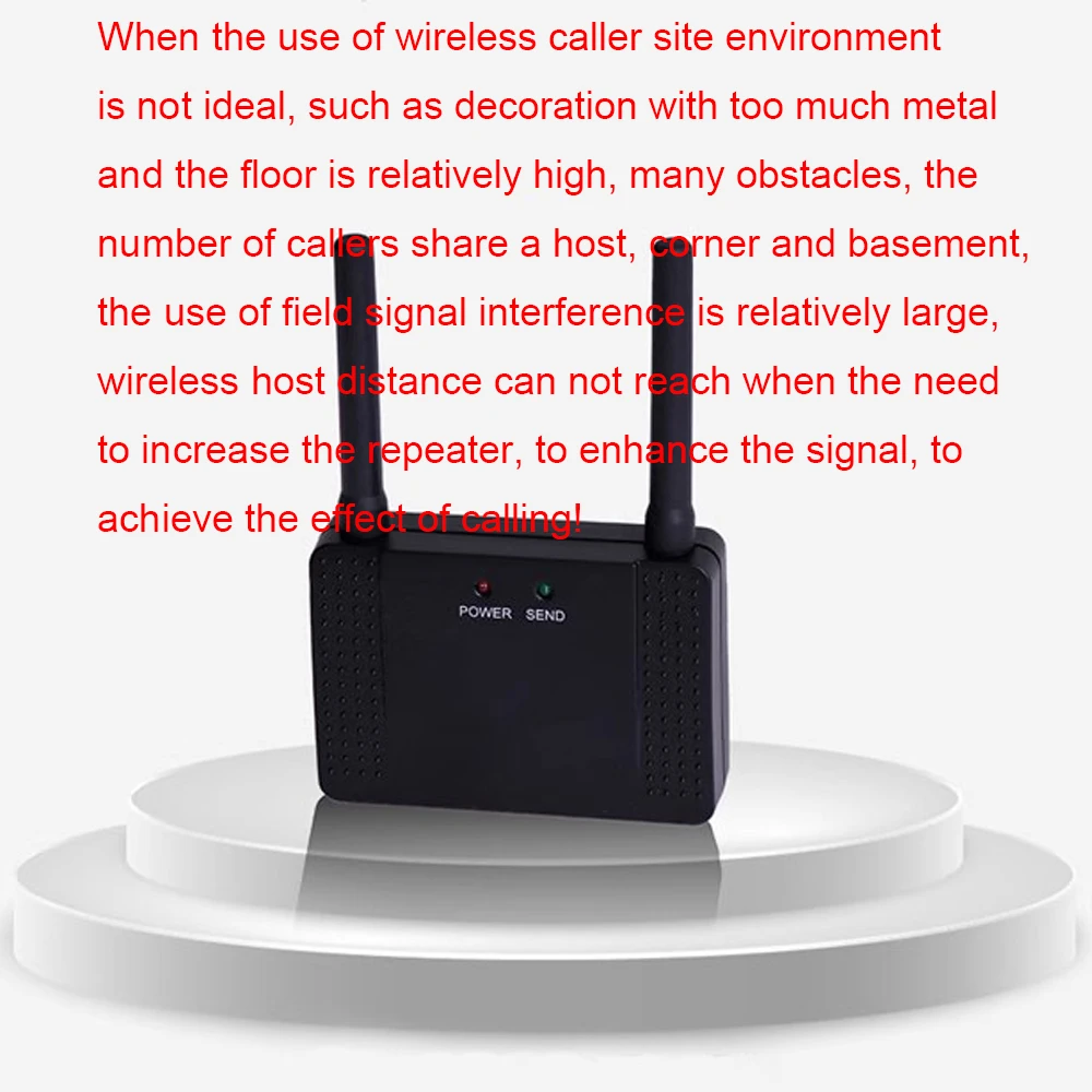 wireless Amplifier 30mw RF Repeater Signal Amplifier Learning Code Extender for Call Button 433MHz Restaurant