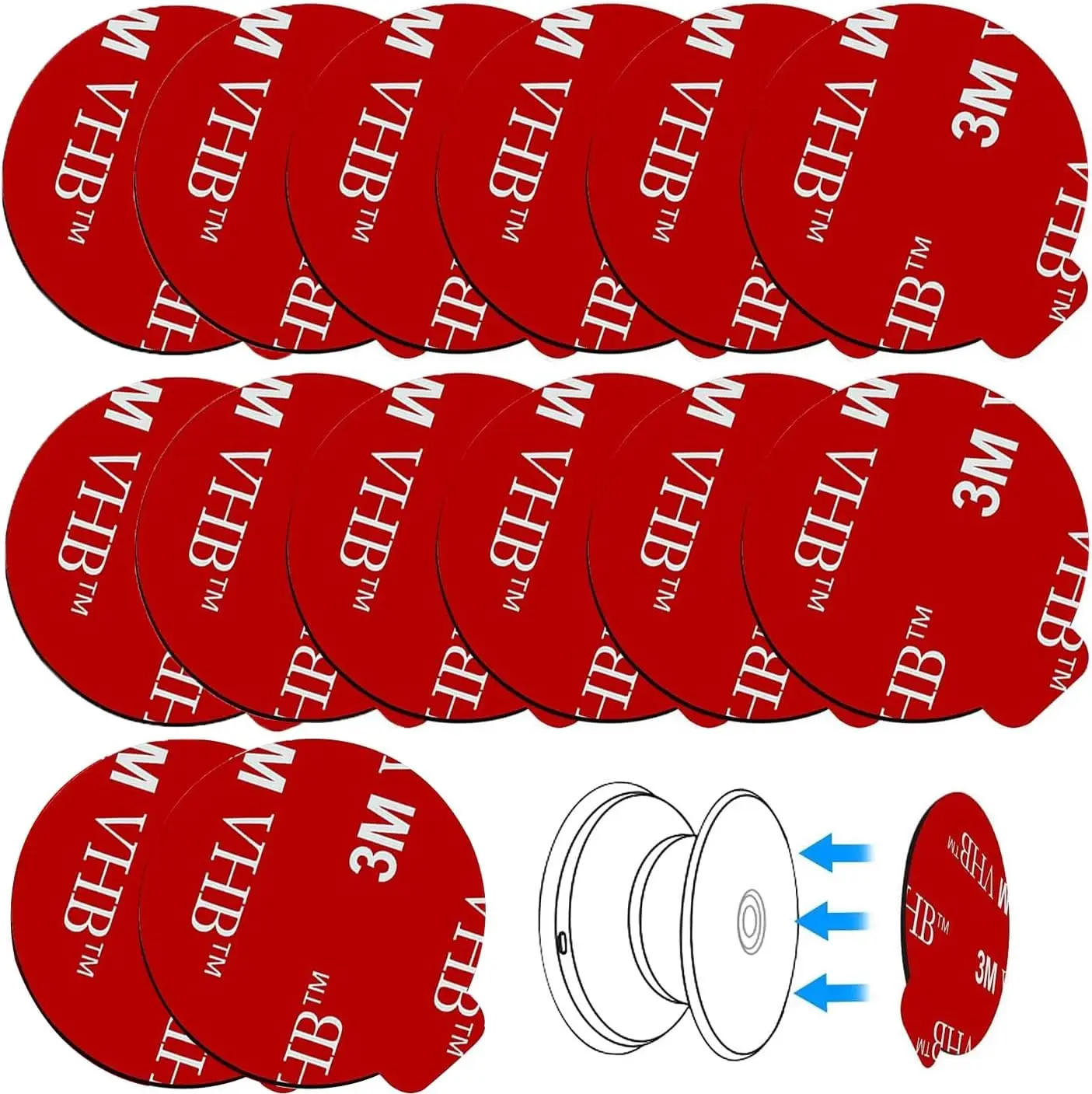 14 Pack  Very High  Sticky Adhesive  Compatible with Socket  Base VHB Sticker Pads for Collapsible  & Stand (Red)