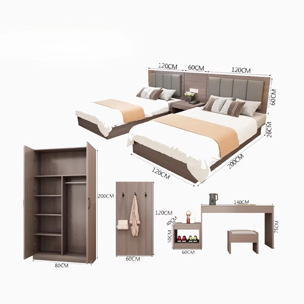 Hotel Furniture Supplier OEM Luxury 3 4 5 Star Hotel Bedroom Furniture Set Apartment Twin Bedroom Set Hotel Room With Mattress