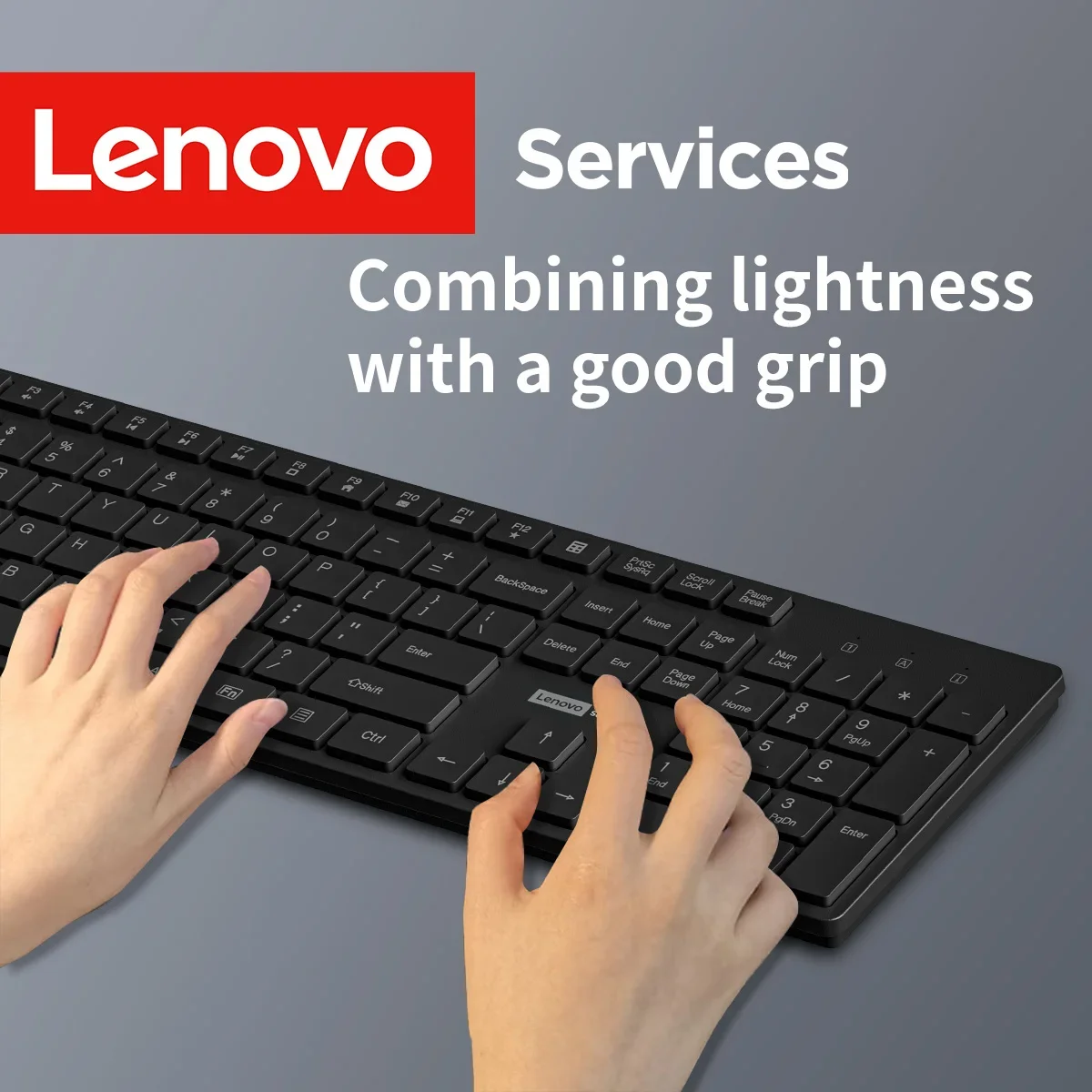 Lenovo KN220 Wireless Keyboard Mouse Set Full-size 105Key Silent 2.4G Plug and Play 3 DPI Adjustable Ergonomic Mouse for Windows