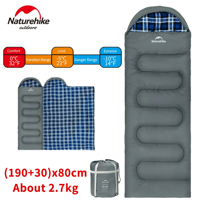 

Naturehike Camping Sleeping Bag HL500 Winter Warm Cotton Hooded Splicable Sleeping Bag Ultralight Outdoor Blanket Shawl Coat