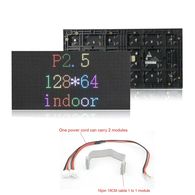 Indoor P2.5 LED Module 320x160mm Full Color Panel 128x64 Pixels SMD2121 Lamp HUB75 32Scan HD Programmable RGB Display Screen
