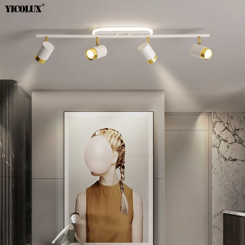 Simple Long Black Gold White New Modern LED Chandelier Lights Living Dining Room Spotlight Bedroom Hallway Lamps Indoor Lighting